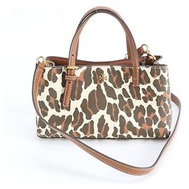 Borsa a spalla in pelle con stampa leopardata Tory Burch, marrone, per donne Marrone