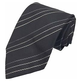 Corbata de seda negra a rayas para hombre FENDI Negro