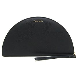 Tiffany & Co Tiffany Half Moon Women,Men Leather Long Wallet (fold) Black Black