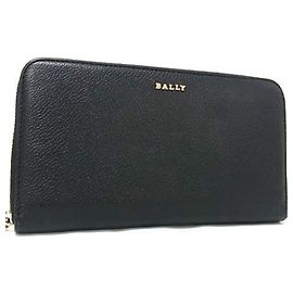 BALLY Portafoglio Lungo con Zip Rotondo - Pelle Nera per Uomini e Donne Nero