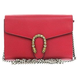 Billetera larga de cuero Gucci Dionysus como nueva, roja, billetera de cadena roja. Roja