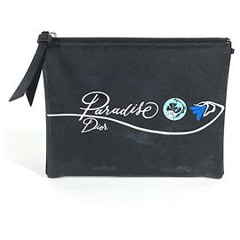 Borsa logo Dior Christian Dior, secondo pouch, clutch in pelle, uomo e donna, nero Nero