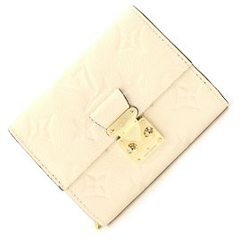Louis Vuitton Monogram Empreinte Portefeuille Metis Compact fold Wallet in Crème Leather Mini for Women Cream