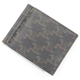 Céline Celine Triomphe Bifold Wallet with Money Clip, Black, Men's, . Black