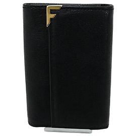 Salvatore Ferragamo -ring key case Black leather Black