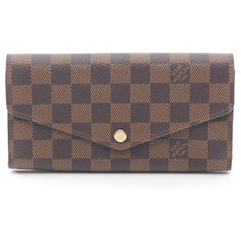 Portafoglio Lungo Sarah Louis Vuitton, Pelle Damier, Marrone, Donna, Marrone