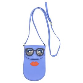 Borsa a spalla in pelle con motivo facciale Tory Burch per donne Blu
