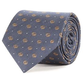 Cravatta in seta con motivo GG Monogram per uomo GUCCI in blu navy, modello recente Blu navy