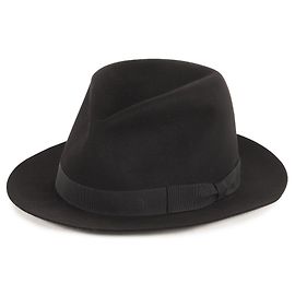 HERMES Hermès hat, black, size , with ribbon, beaver wool, felt, men's Black