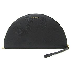 Tiffany & Co Portafoglio lungo in pelle Tiffany Half Moon per uomini e donne (piegato) nero Nero