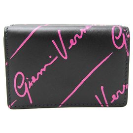 Versace over Pattern Women's Leather Wallet (fold) Black,Pink Black