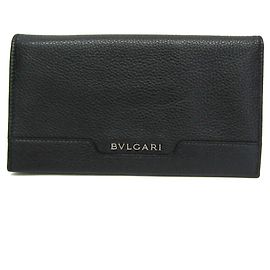 Bulgari Bvlgari URBAN Men's Leather Long Wallet (fold) Black Black