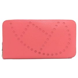 Hermès Hermes Evelyn Azap Long Wallet with Silver Hardware, Chevre, Women's, HERMES Pink