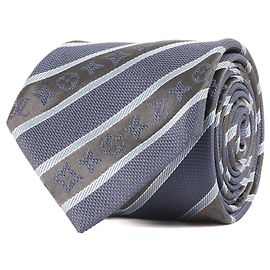 LOUIS VUITTON Monogram Regimental Silk Cravate Blue Men's Tie Blue
