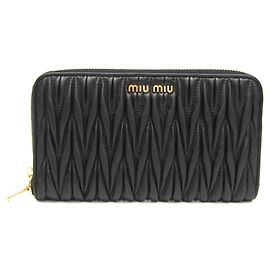 Miu Miu Matelassé Damen Leder Langbörse (gefaltet) Schwarz Schwarz