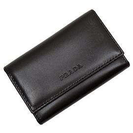 Étui à clés en cuir marron PRADA Marron