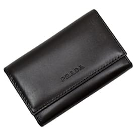 PRADA key case leather brown Brown