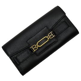 BALLY Long Wallet Leather Black Men's Women's Black