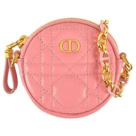 Christian Dior Dior Cannage Pouch Leather - Pink Chain Shoulder Bag for Women Pink
