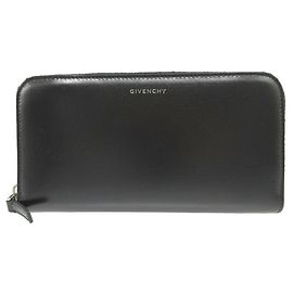 Cartera larga redonda de cuero negro Givenchy Negro