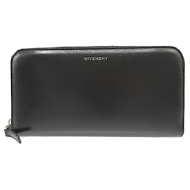 Givenchy Leather Black Round Long Wallet Black