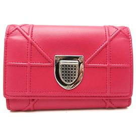 Christian Dior DIORAMA Women's Leather Wallet (fold) Pink Pink