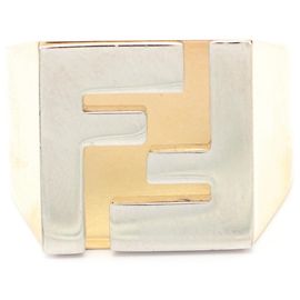 Anello logo FF Fendi, GP (placcato oro), donna, oro e argento. D'oro