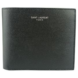 SAINT LAURENT fold Wallet Black Leather Men's Wallet/Coin Case Black