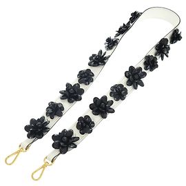 Prada Schultergurt Weiß x Schwarz Blumenlederriemen PRADA Golden