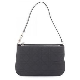 Borsa Dior Marispearl Cannage in nylon e pelle verniciata, nera. Nero