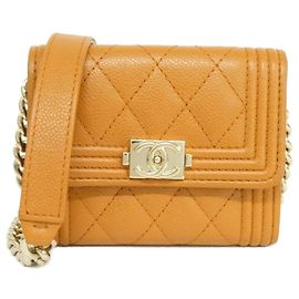 Cadena de billetera Chanel Boy Line Castaño