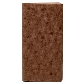 Cartera Larga Brazza Taiga Louis Vuitton de Cuero Marrón para Mujeres Castaño
