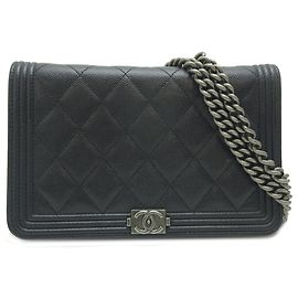 Cartera de Cadena Chanel Boy, Mujer, Cartera, Cuero Caviar, Negro Negro