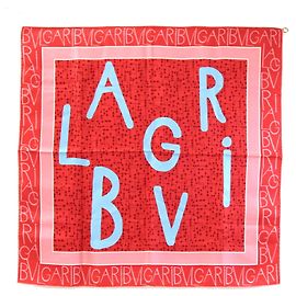 Bulgari Sciarpa BVLGARI, Rossa e Azzurra Chiara, % Seta, Grande Stola, Donna Blu