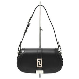 Borsa a Spalla Greca Goddess da Donna Versace in Pelle Nera Nero