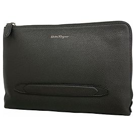 Pochette Salvatore Ferragamo en cuir noir pour hommes Noir