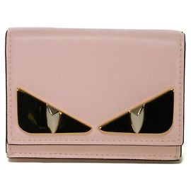 FENDI Micro Trifold Wallet in Light Pink Monster Bag Bugs Confetti, , Women's, with Bill Compartment Pink