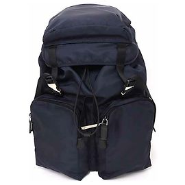 PRADA Backpack Rucksack Nylon Saffiano Leather Navy Blue