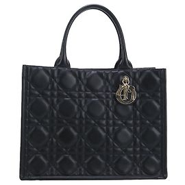 DIOR Tote Bag OWHP Cannage Medium Book Tote, Damen, Schwarz Schwarz