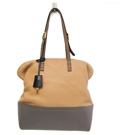 Fendi Selleria Damen Leder Tote Bag grau, hellbraun Braun