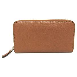 Fendi Selleria Zip Around Wallet Women's Leather Long Wallet (fold) Light Brown Brown