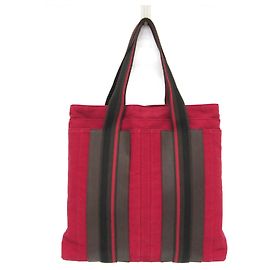 Borsa in cotone Hermès Troca Vertical MM per uomini e donne, borsa tote di colore rosso Rosso