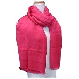 Bulgari Pashmina/Cachecol de Seda e Lã Rosa BVLGARI Mania para Mulheres Rosa