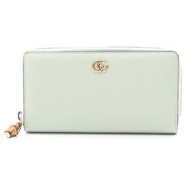 Gucci Bamboo Rundes Langzeitgeldbörse, Leder, Damen, Grün, Grün
