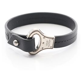 Bracciale Archive Louis Vuitton, Pelle e Acciaio Inossidabile, Uomo, Nero Argento Nero