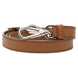Prada Schultergurt Braun Silber Leder Damen PRADA Braun