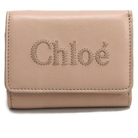 Carteira trifold Chloé Sense em couro de bezerro Rosa
