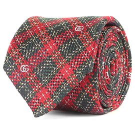 GUCCI GG Monogram Tartan Silk Red Check Men's Red