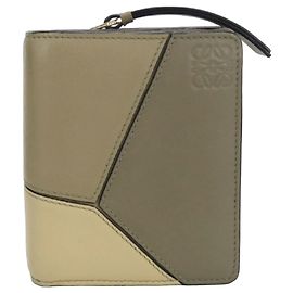 LOEWE Puzzle Compact Zip Wallet, Women's, Khaki, Khaki
