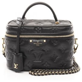 LOUIS VUITTON Vanity Coussin PM Handbag Lambskin Lamb Leather Women's Black Black